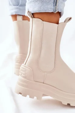 Boto Botki Zimowe Damskie|Brązowe I Beżowe Botki*Ocieplane Botki Sztyblety Beżowe Time Off