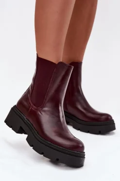 Boto Ocieplane Botki Sztyblety Na Zamek Bordowe Niviane