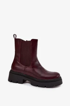 Boto Ocieplane Botki Sztyblety Na Zamek Bordowe Niviane
