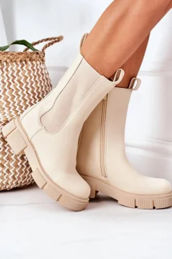 Boto Czarne Botki|Botki Zimowe Damskie*Ocieplane Botki Sztyblety Beżowe Must Have
