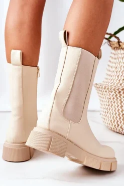 Boto Czarne Botki|Botki Zimowe Damskie*Ocieplane Botki Sztyblety Beżowe Must Have