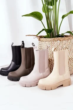 Damskie Boto Ocieplane Botki Sztyblety Ciemnozielone Must Have