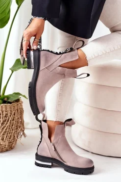 Online Boto Ocieplane Botki Sztyblety Z Suwakiem Szare My Way