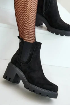 Damskie Boto Ocieplane Botki Sztyblety Na Zamek Czarne Arlethia
