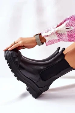 Hot Boto Ocieplane Botki Sztyblety Czarne Time Off