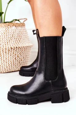 Boto Czarne Botki|Botki Zimowe Damskie*Ocieplane Botki Sztyblety Czarne Must Have