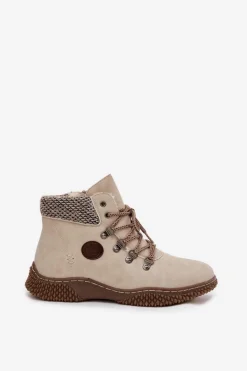 Damskie Boto Ocieplane Botki Trapery Damskie Jasnobeżowe Zenaya