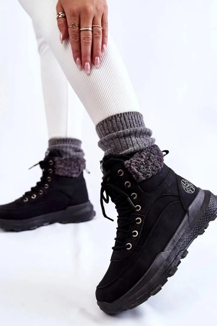 Damskie Lee Cooper Ocieplane Botki Trapery LCJ-22-44-1362 Czarne