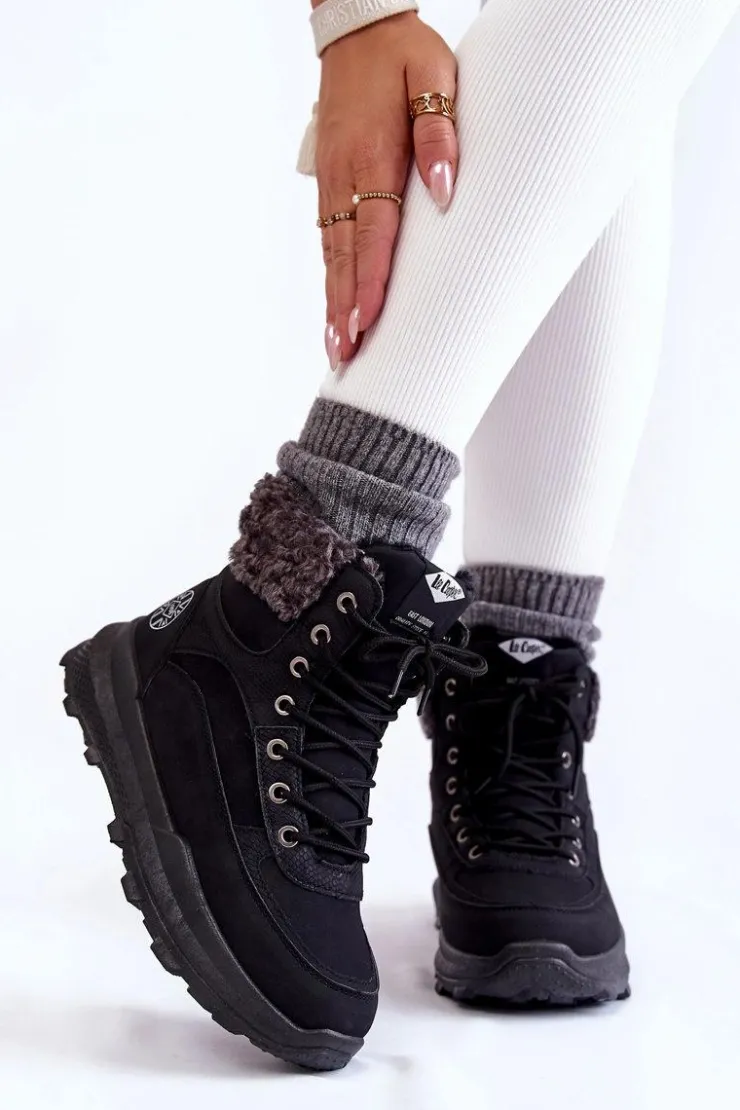 Damskie Lee Cooper Ocieplane Botki Trapery LCJ-22-44-1362 Czarne