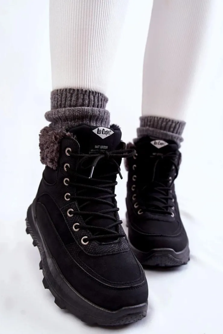 Damskie Lee Cooper Ocieplane Botki Trapery LCJ-22-44-1362 Czarne