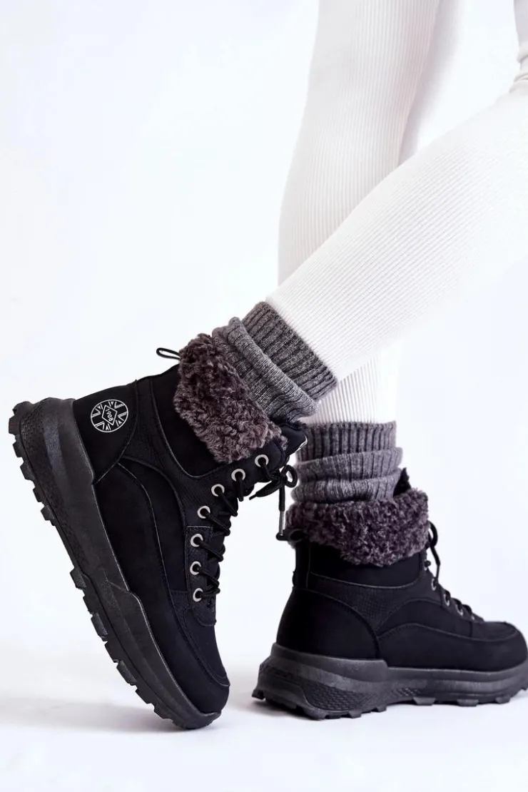 Damskie Lee Cooper Ocieplane Botki Trapery LCJ-22-44-1362 Czarne