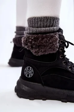 Damskie Lee Cooper Ocieplane Botki Trapery LCJ-22-44-1362 Czarne