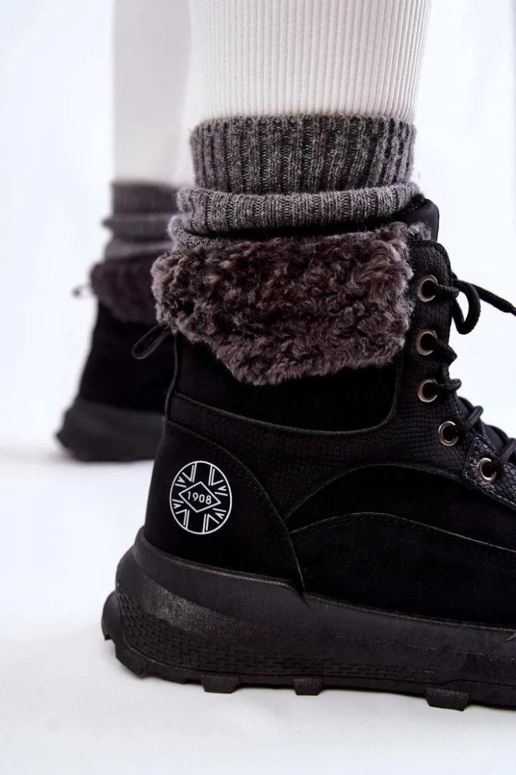 Damskie Lee Cooper Ocieplane Botki Trapery LCJ-22-44-1362 Czarne