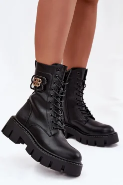 Hot Boto Ocieplane Botki Wokrery Damskie Z Ozdobą Czarne Melisse