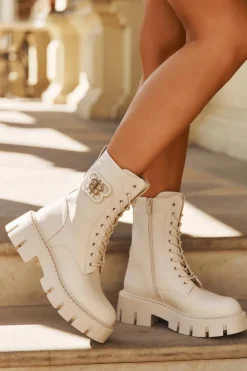 Boto Botki Ocieplane|Botki Sznurowane*Ocieplane Botki Wokrery Damskie Z Ozdobą Jasnobeżowe Melisse