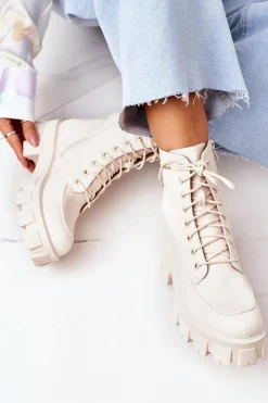 Boto Botki Sznurowane|Czarne Botki*Ocieplane Botki Workery Beżowe World Is Mine