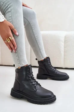 Best Big Star Shoes Ocieplane Botki Workery Damskie Big Star OO274A126 Czarne