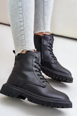 Best Big Star Shoes Ocieplane Botki Workery Damskie Big Star OO274A126 Czarne