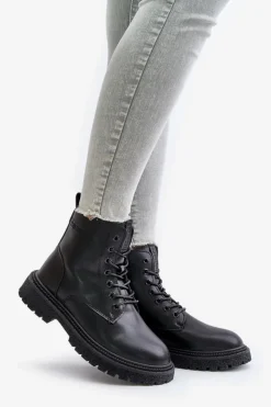 Best Big Star Shoes Ocieplane Botki Workery Damskie Big Star OO274A126 Czarne