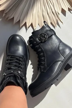 Boto Botki Wiosenne|Botki Ocieplane*Ocieplane Botki Workery Damskie Z Ozdobnym Detalem Czarne Talyssa Czarny