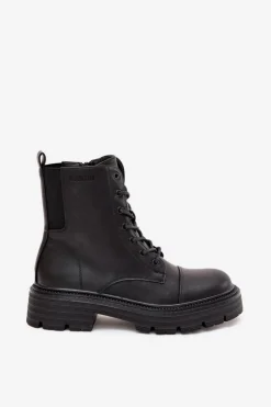 Damskie Big Star Shoes Ocieplane Botki Workery Damskie Big Star OO274140 Czarne