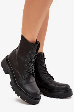 Damskie Big Star Shoes Ocieplane Botki Workery Damskie Big Star OO274140 Czarne