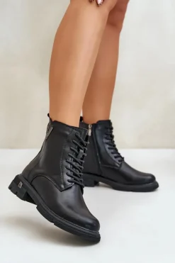 Damskie Buty damskie Vinceza Ocieplane Botki Workery Damskie Ze Skóry Naturalnej Vinceza 7920 Czarne