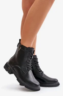 Damskie Buty damskie Vinceza Ocieplane Botki Workery Damskie Ze Skóry Naturalnej Vinceza 7920 Czarne