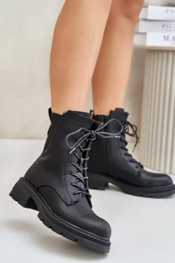 Discount Boto Ocieplane Botki Workery Na Zamek Czarne Leairae Czarny