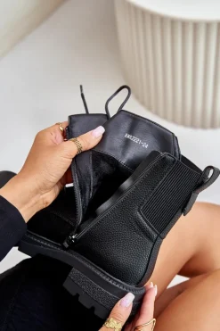 Discount Boto Ocieplane Botki Workery Na Zamek Czarne Leairae Czarny