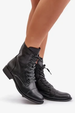 Sale Boto Ocieplane Botki Z Eko Skóry Na Zamek Czarne Leanaris