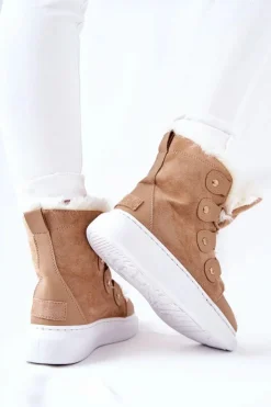 Boto Ocieplane Botki Z Futerkiem Beżowe Hoppy