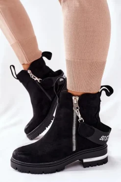 Online Boto Ocieplane Botki Z Suwakiem Czarne Cortona