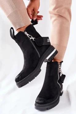 Online Boto Ocieplane Botki Z Suwakiem Czarne Cortona