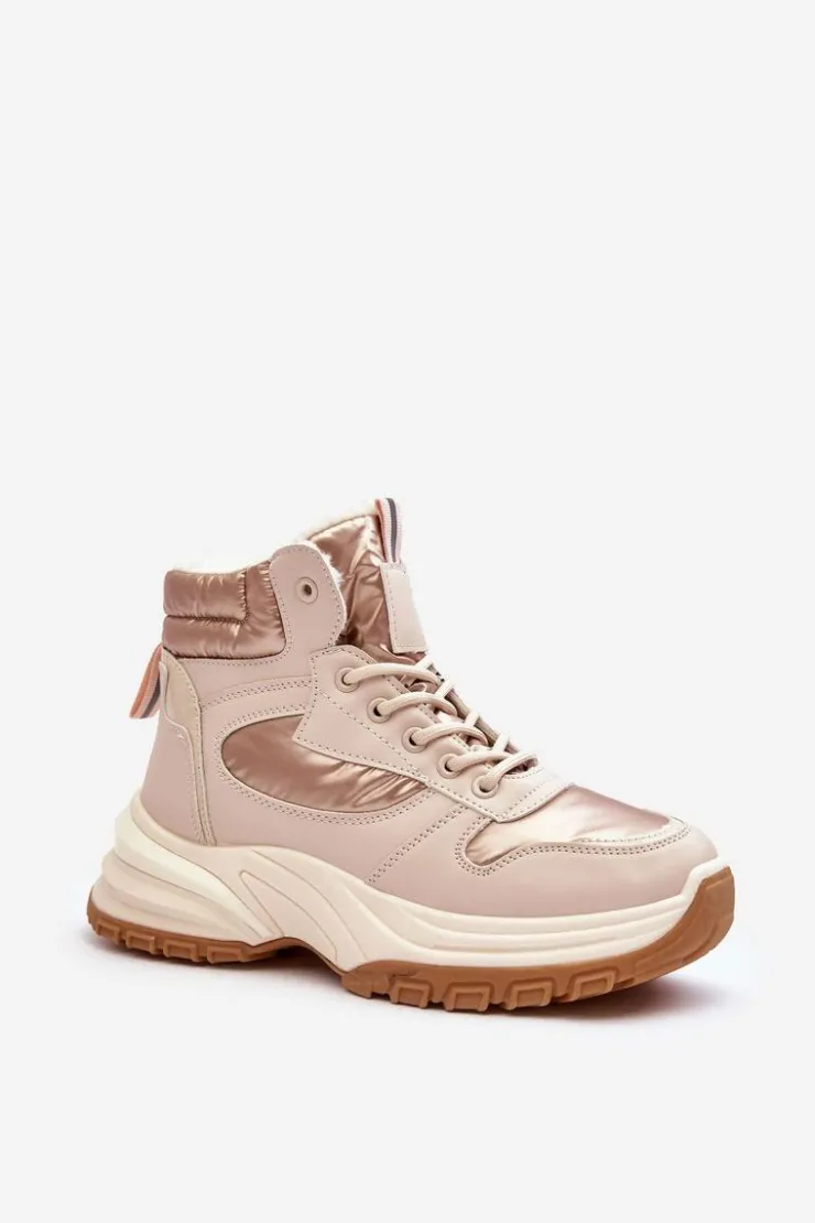 Evento Ocieplane Buty Sportowe Damskie Sznurowane Beżowe Dejana