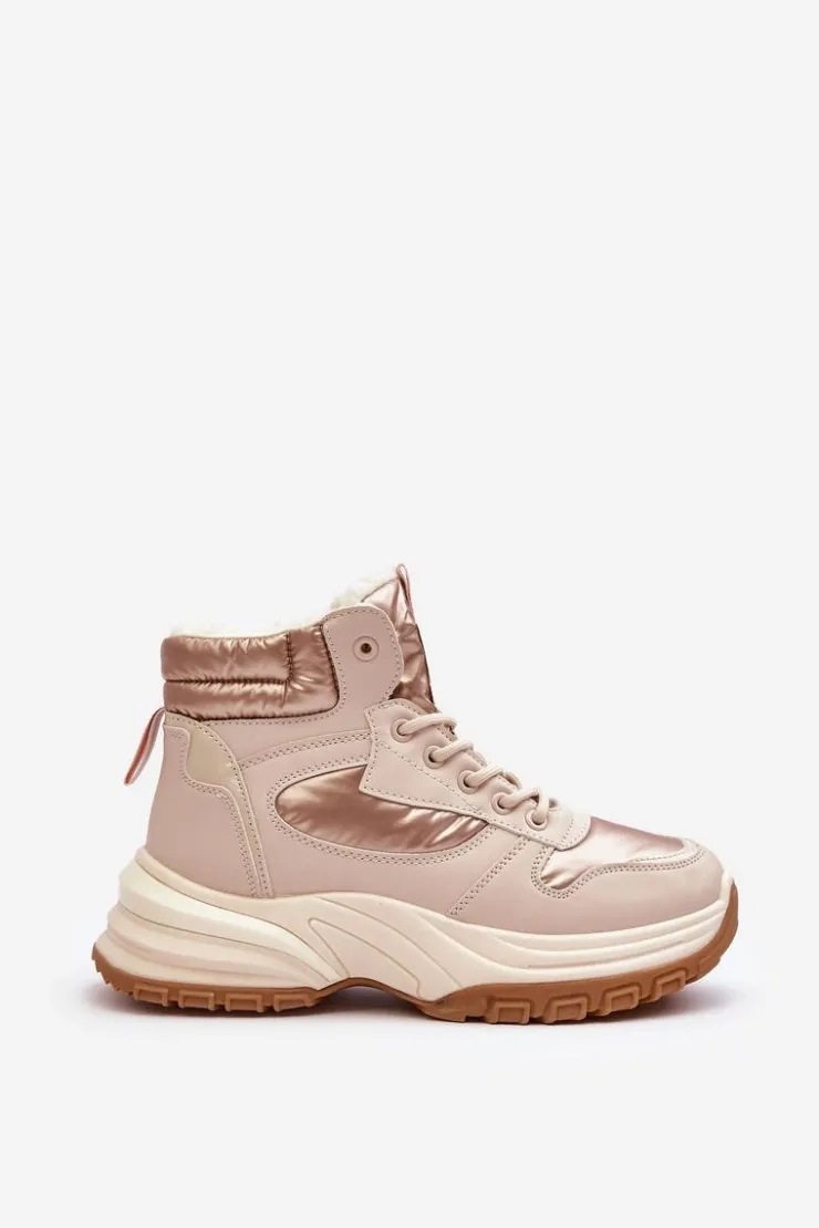 Evento Ocieplane Buty Sportowe Damskie Sznurowane Beżowe Dejana