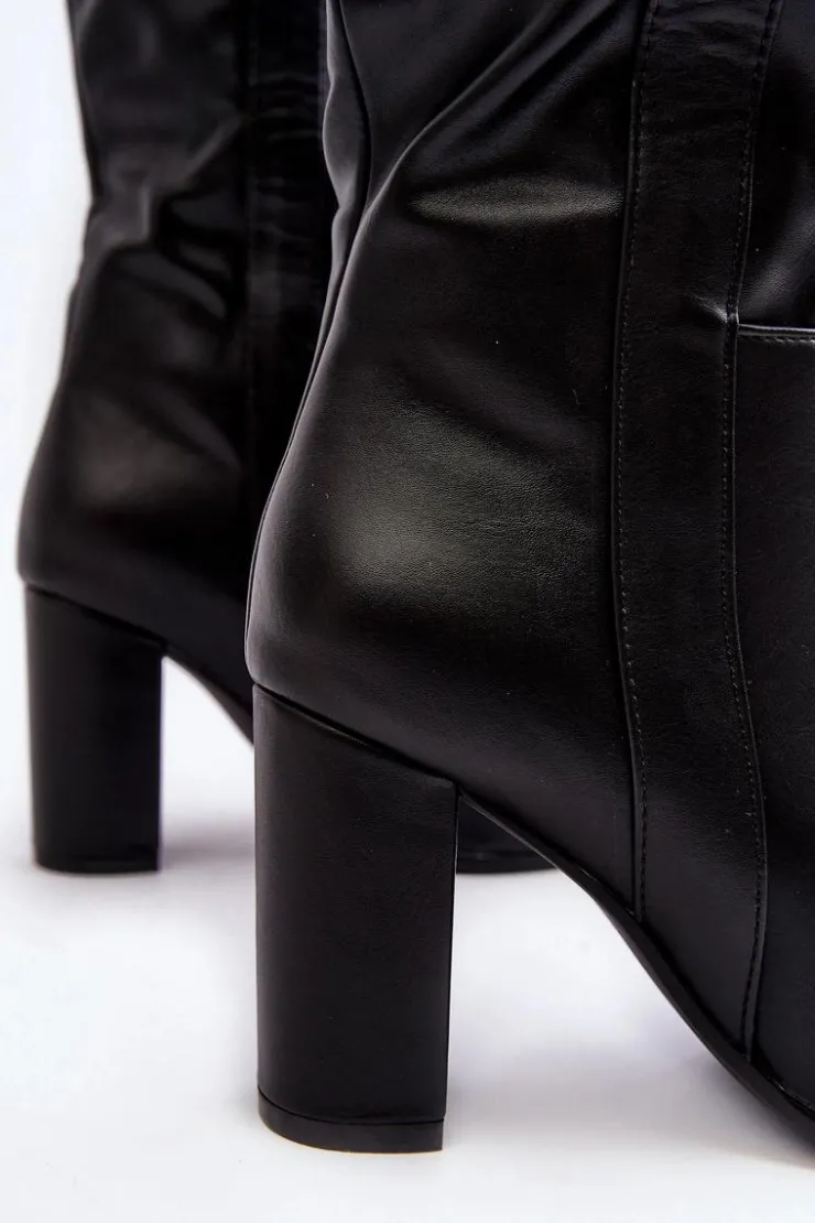 Boto Kozaki Przed Kolano|Kozaki Na Obcasie*Ocieplane Damskie Kozaki Przed Kolano Na Słupku Czarne Genzani