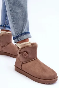 Damskie Boto Ocieplane Damskie Śniegowce Z Ozdobą Ciemnobeżowe Siriol