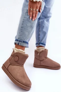 Damskie Boto Ocieplane Damskie Śniegowce Z Ozdobą Ciemnobeżowe Siriol