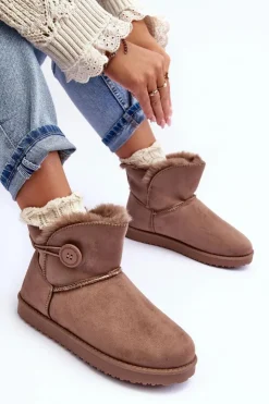 Damskie Boto Ocieplane Damskie Śniegowce Z Ozdobą Ciemnobeżowe Siriol