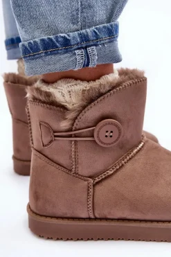 Damskie Boto Ocieplane Damskie Śniegowce Z Ozdobą Ciemnobeżowe Siriol