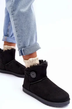 Boto Śniegowce Damskie*Ocieplane Damskie Śniegowce Z Ozdobą Czarne Siriol Czarny