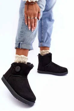 Boto Śniegowce Damskie*Ocieplane Damskie Śniegowce Z Ozdobą Czarne Siriol Czarny