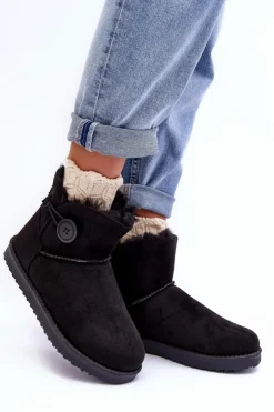 Boto Śniegowce Damskie*Ocieplane Damskie Śniegowce Z Ozdobą Czarne Siriol Czarny