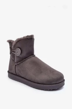 Clearance Boto Ocieplane Damskie Śniegowce Z Ozdobą Szare Siriol Szary