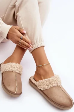 INBLU Kapcie Klasyczne|Klapki Damskie Klasyczne*Ocieplane Kapcie Damskie EK000010 Beżowe