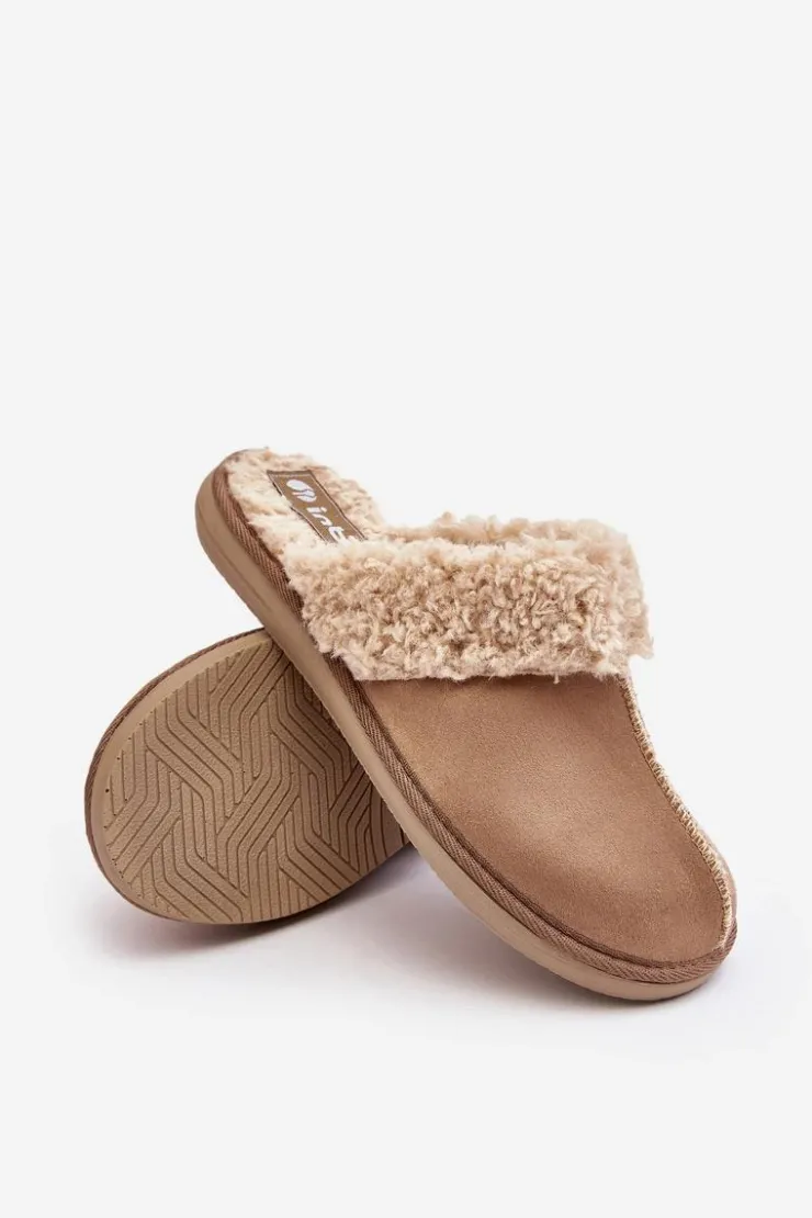 INBLU Kapcie Klasyczne|Klapki Damskie Klasyczne*Ocieplane Kapcie Damskie EK000010 Beżowe