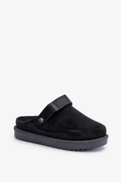 Discount Boto Ocieplane Kapcie Damskie Na Platformie Czarne Neliel Czarny