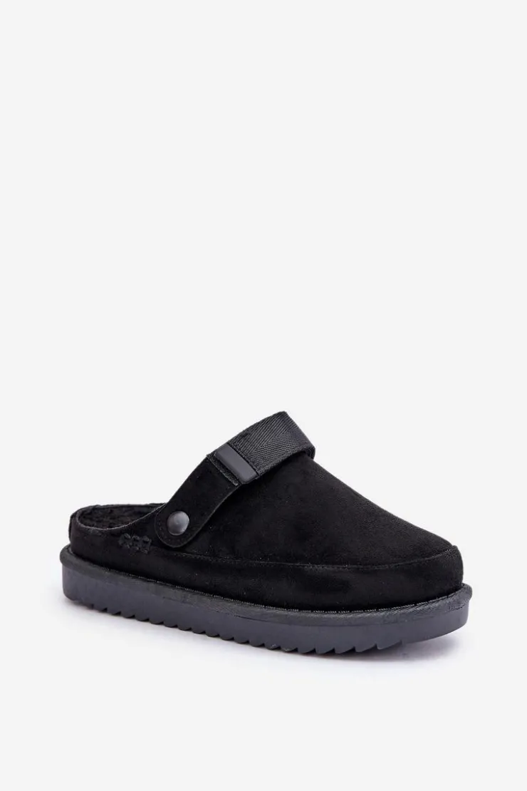 Discount Boto Ocieplane Kapcie Damskie Na Platformie Czarne Neliel Czarny