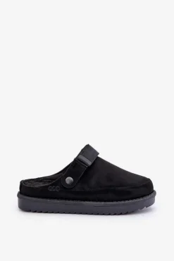 Discount Boto Ocieplane Kapcie Damskie Na Platformie Czarne Neliel Czarny